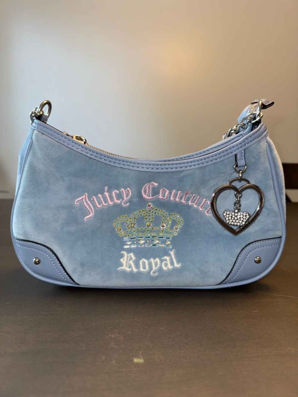 Juicy Couture Powder Blue Embroidered Mini Shoulder Bag